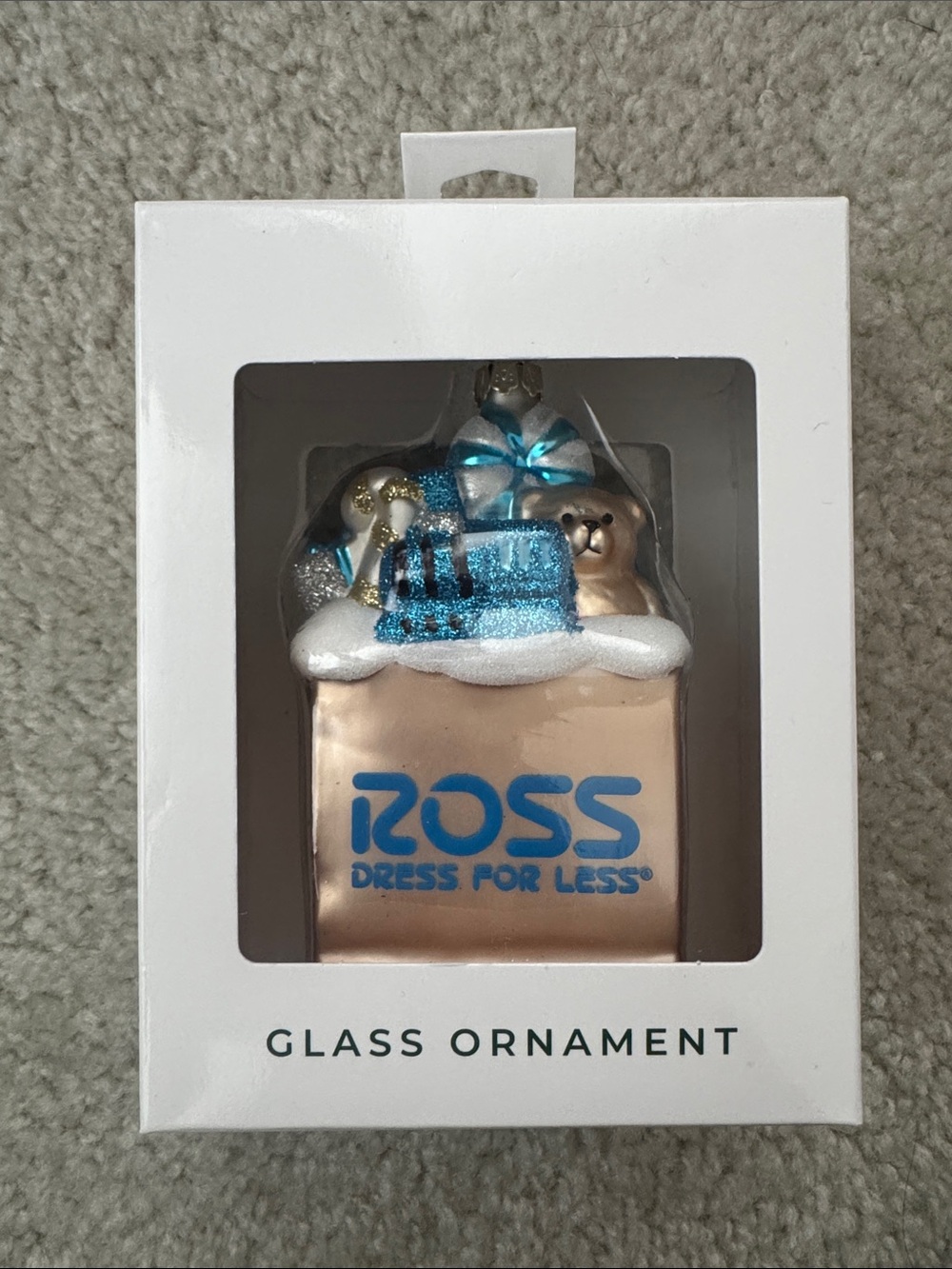 Ross Dress for Less Blue & Gold Glass Ornament